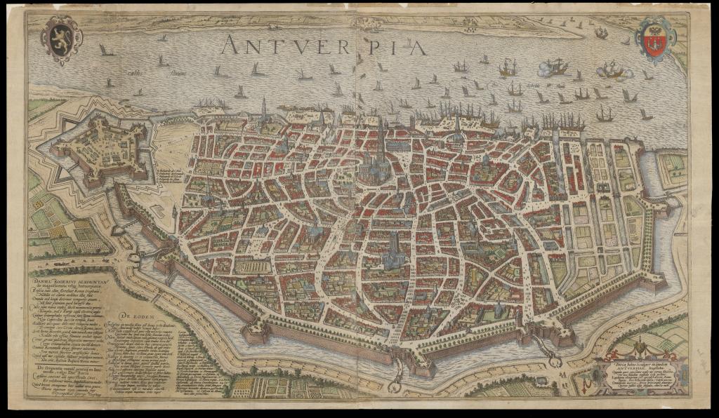 Een historische kaart van Antwerpen