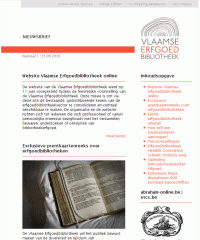 Eerste editie nieuwsbrief Vlaamse Erfgoedbibliotheek