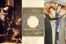 Voorbeelden van werken uit de tentoonstelling, voor elke godsdienst één