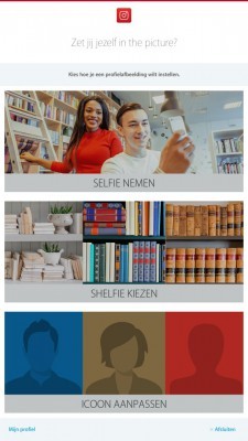 Keuzescherm met opties Selfie, Shelfie en Icoon aanpassen