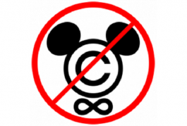 Copyrightsymbool met een verbodsbord