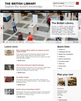 Homepage website British Library