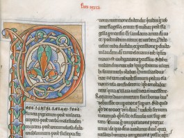 Fragment uit een middeleeuws monastiek handschrift met versierde initiaal