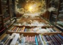 Foto van bibliotheek in de wolken