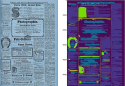Krantenpagina met overlay van herkende elementen