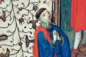 afbeelding van een middeleeuwse man met gevouwde handen
