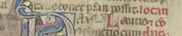 Middeleeuws handschrift met verluchte initiaal