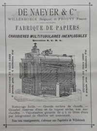 Advertentie met afbeelding van 19e-eeuwse machine