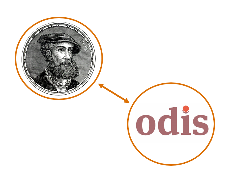 Logo's van Abraham en ODIS met een wederkerige pijl tussen